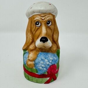 Vintage Jasco 1980 Critter Bells Basset Hound Bath Time Bisque Porcelain Bell